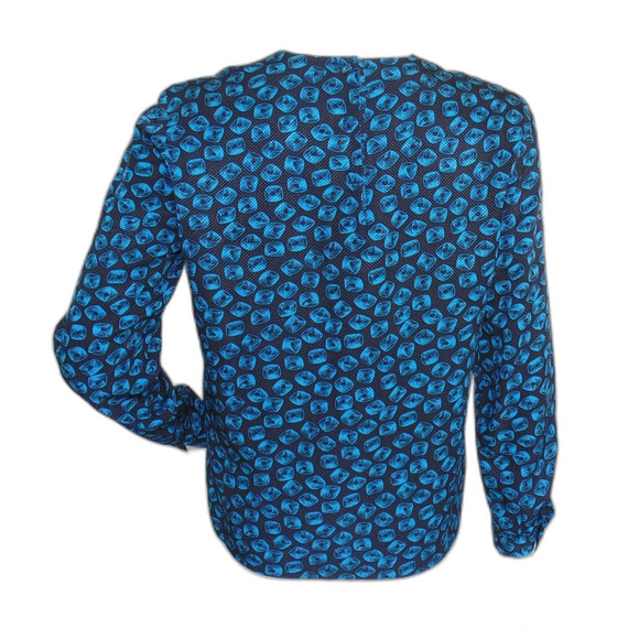 Vintage ALBERT NIPON Silk Blouse/Tunic, 8, Black/Blue, Geometric swirl - Picture 4 of 13